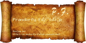Prandorfy Fülöp névjegykártya